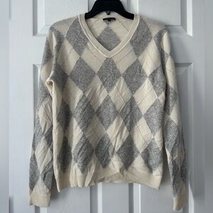 Lafayette 148 New York Argyle Cashmere Sweater  Small